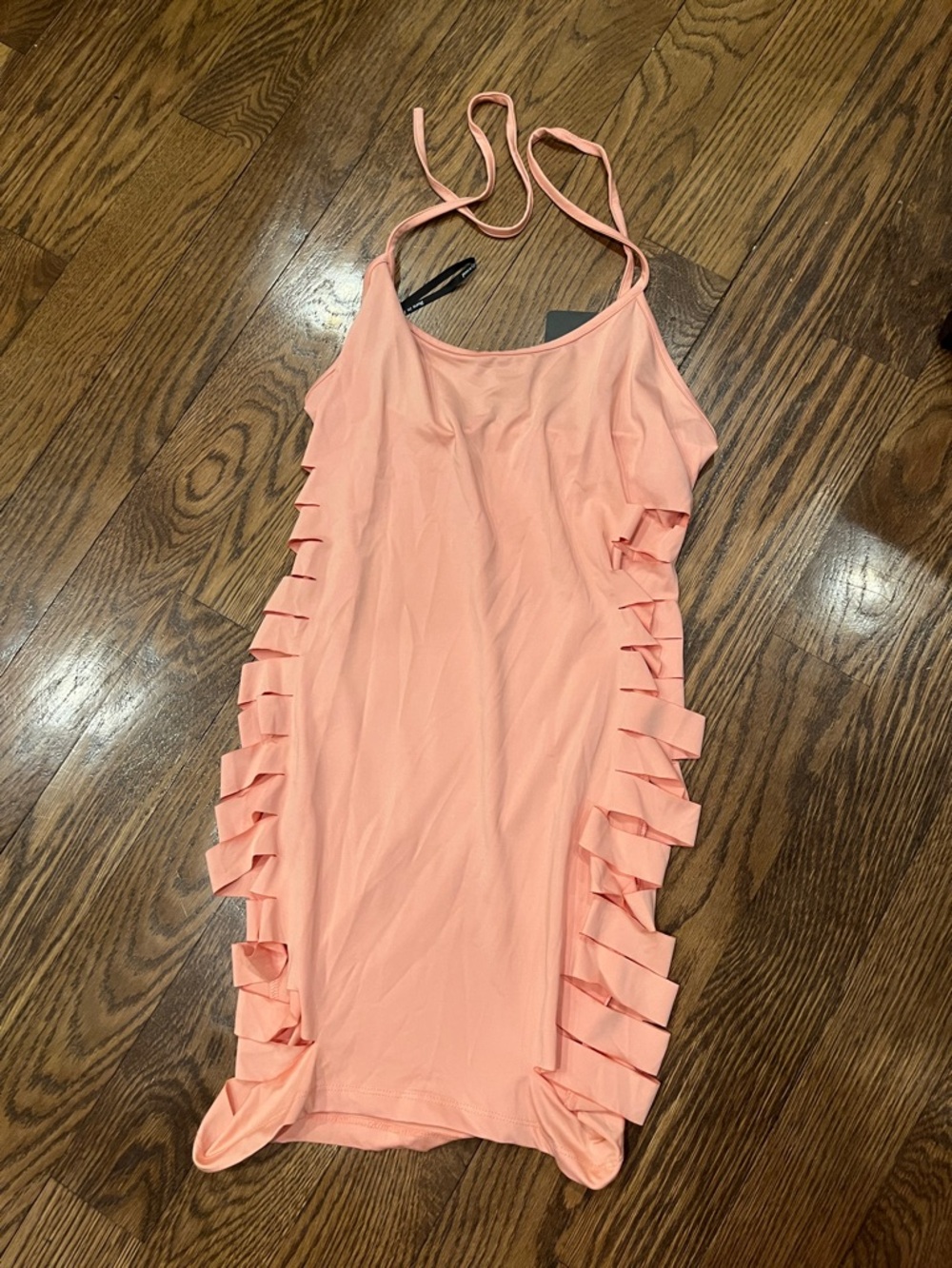 BLVD Collection M NWT Peach Ladder-Side Strappy Bodycon Dress